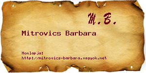 Mitrovics Barbara névjegykártya